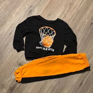 Black and Orange Basketball Sweatshirt and Pants Set